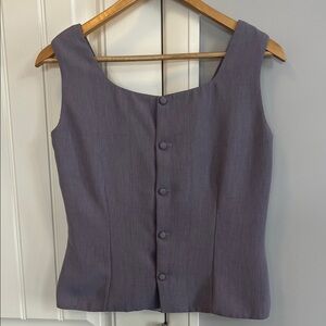 Lavender Handmade Sleeveless Button-Up Top